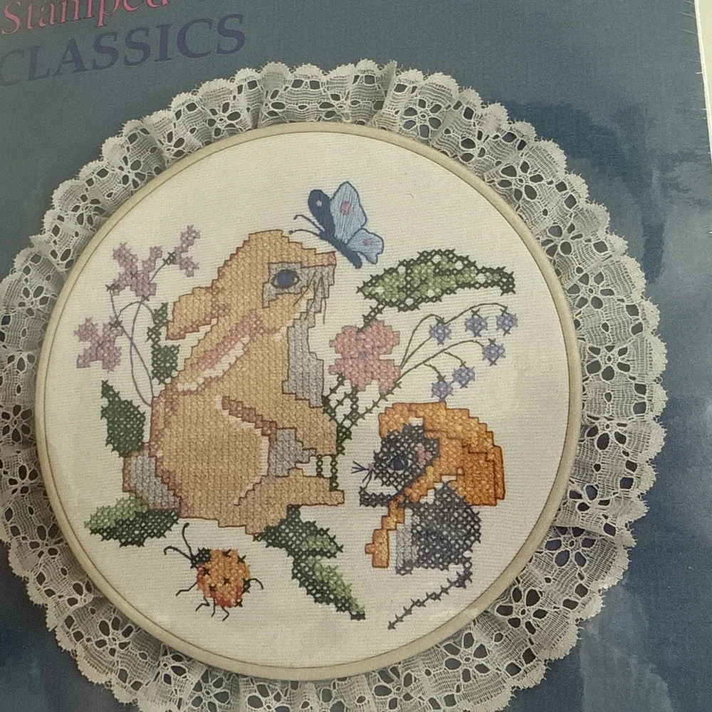Easter Bunny Friends Stamped Cross Stitch Kit 3724 Designs For The Needle Lois T